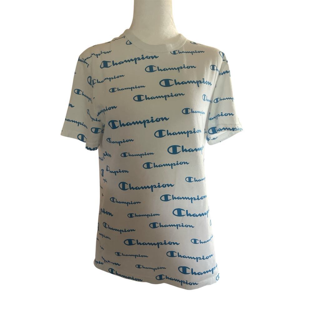 Champion White & Blue‎ Men's  Medium  Authentic Athletic Wear Tee Shirt